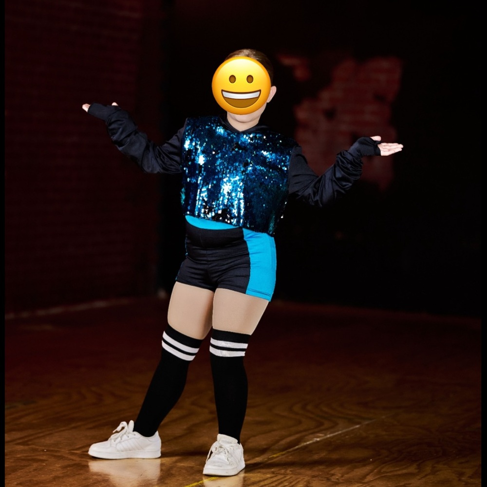 Blue Kids Hip Hop Costume for Dance, Halloween, Dress Up. Size 10/12